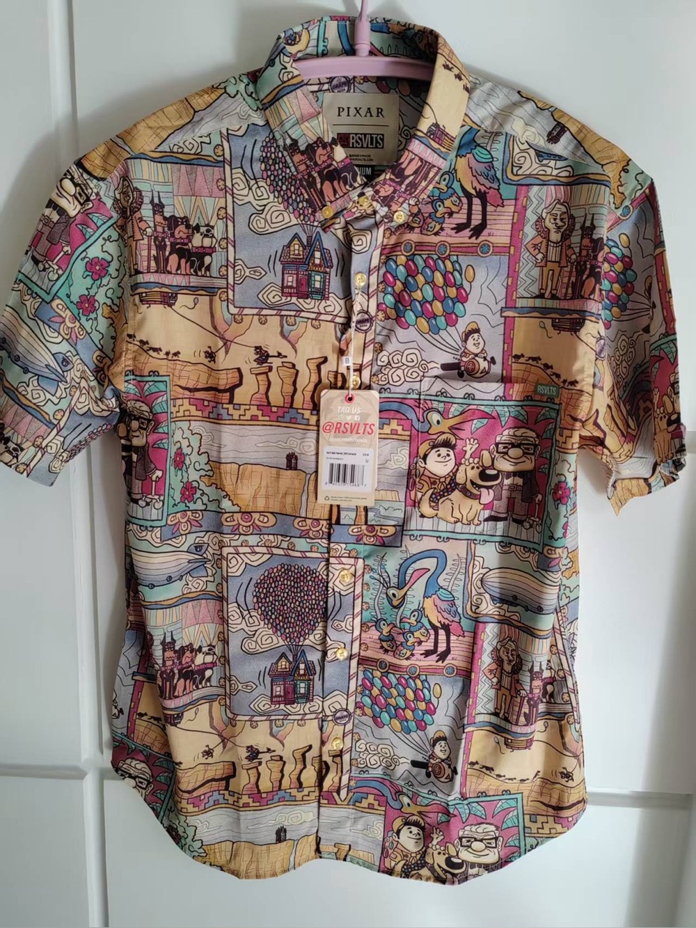 M - RSVLTS DISNEY PIXAR UP HOUSE PARADISE FOUND MURAL SHIRT MULTI MENS